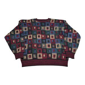 Vintage 90s TSR USA Colorblock‎ Geometric Patterned Crewneck Sweater Adult XL